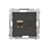 Simon 55 Gniazdo komputerowe pojedyncze RJ45 kategoria 6 ekranowane z przesłoną przeciwkurzową Czarn