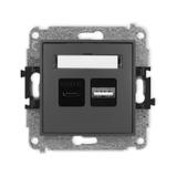 MINI Ładowarka USB podwójna USB C + USB A, 20W max. grafitowy mat 28MCUSB-8 KARLIK