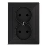 Gniazdo podwójne podtynkowe 2x2P Pearl, 16A, 250V, PT-5 P, czarny