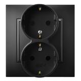 ARIA Gniazdo podwójne z uziemieniem schuko kompletne z ramką - kolor czarny metalik