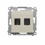 Simon 54 Gniazdo HDMI + komputerowe kat. 6 kaszmir mat DGHRJ45.01/42