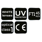 Okulary ochronne, białe soczewki, klasa odpornosci F