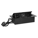 Gniazda meblowe wpuszczane w blat z płaskim frezowanym rantem ładowarką USB i przewodem 1,5m OR-GM-9