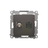 Simon 54 Gniazdo antenowe typu +RJ45 kat.6 brąz mat