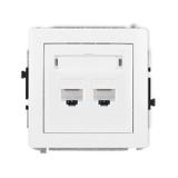 DECO Mechanizm gniazda komputerowego podwójnego 2xRJ45, kat. 6, 8-stykowy biały