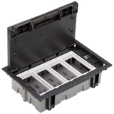 Simon Connect Puszka podłogowa S500 4-modułowa 8x K45 gł. 70mm szary grafit