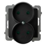 AS Gniazdo podwójne z przesłonami torów prądowych, moduł bez ramki - kolor srebro GP-2GRP/m/33