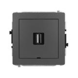 DECO Mechanizm gniazda pojedynczego USB A-A 2.0, bez pola opisowego grafitowy mat