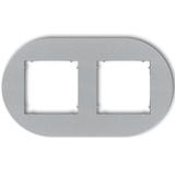 MINI Ramka uniwersalna podwójna okrągła z tworzywa srebrny metalik