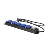 Przedłużacz warsztatowy bryzgoszczelny z wyłącznikiem, 5 gniazd 2P+Z, IP44, przewód gumowy, H05RR-F