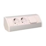 Gniazdo meblowe 2x2P+Z z wyłącznikiem, schuko, biało-srebrne OR-GM-9002/W-G(GS) ORNO