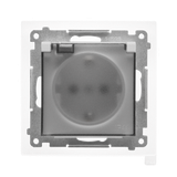 Simon 55 Gniazdo Schuko do wersji IP44 z przesłonami z uszczelką ramki szybkozłączka Klapka transparentna Aluminium mat TGSZ1BCZ.01/143A KONTAKT