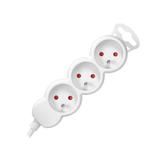 Przedłużacz 3-krotny 2P+Z 3m 3x1,5mm2 Imax=16A płaska wtyczka biały ES-4/W/3 ORNO