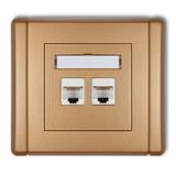 FLEXI Gniazdo komputerowe podwójne 2xRJ45, kat. 5e, 8-stykowe złoty metalik