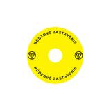 Ex9P1 H S9SK Naklejka wyłącznika awaryjnego do Ex9P1 H średnica 90mm samoprzylepna żółta SK 106809