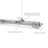 Limea LED TUBE 2x60 IP65, korpus ABS, klosz PC, zasilanie jednostronne