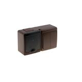 Wyłącznik BETA1, pojedynczy, świecznikowy z gniazdem BETA1, pojed., 2P+Z, IP44, dymnym, ob. brąz