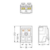 złączka zasilająca 2-biegunowa bez stopek bez styku PE