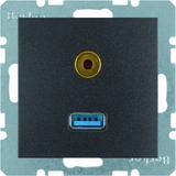 BERKER B.X Gniazdo USB / 3,5mm Audio antracyt 3315391606 HAGER