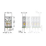 złączka przepustowa do p.drukowanych szara raster 5 mm