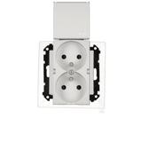 Simon 55 Gniazdo wtyczkowe podwójne do wersji IP44 z uszczelką szybkozłączka Klapka W kolorze pokrywy Aluminium mat TGZ2BMCZ.01/143 KONTAKT
