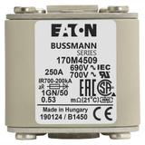 FUSE 250A 690V 1GN/50 AR UC Wkładka szybka 250A AC 690V rozmiar 1 53x69x51 mm aR IEC UL w 170M4509 E