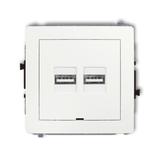 DECO Mechanizm ładowarki USB podwójnej 2xUSB A, 15,5W max., 5V, 3.1A, bez pola opisowego biały