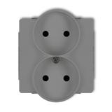 DECO Mechanizm gniazda podwójnego do ramki bez uziemienia 2x2P (przesłony torów prądowych) szary mat