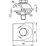 Zacisk M V, stal nierdzewna NIRO 200 kA do drutu 8-10/16 mm, ze śrubą sześciokątną i podkładką spręż