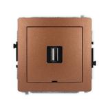 DECO Mechanizm gniazda pojedynczego USB A-A 2.0, bez pola opisowego brązowy metalik