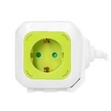 Przedłużacz Kostka 4x2P+Z(Schuko) ładowarka 2xUSB 1,4m H05VV-F 3x1,5mm2 limonkowy OR-AE-13144(GS)/L