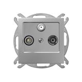 AS Gniazdo RTV-SAT przelotowe - kolor srebro