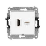 MINI Gniazdo pojedyncze HDMI 2.0, 4K + gniazda komp. poj. 1xRJ45, kat. 5e, 8-stykowy, bez pola opisowego biały mat 25MGHKBO 25MGHKBO-45e KARLIK