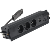 "Simon 480 TS48-510E30BK0-44 Indesk 3 gn. typ E + ładow. USB A+C i płytka dla 2 złączy RJ45 keystone