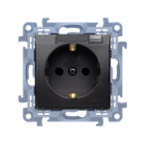 Simon 10 Gniazdo Schuko IP44 z uszczelką z przesłonami klapka transparetna 16A czarny
