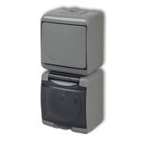 JUNIOR Łącznik schodowy z gniazdem pojedynczym z uziemieniem 2P+Z (klapka dymna; bez przesłon) 10WGH