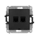ICON Mechanizm gniazda komputerowego podwójnego 2xRJ45, kat. 6, 8-stykowy, bez pola opisowego czarny