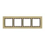DECO Ramka uniwersalna poczwórna - aluminium szczotkowane (ramka: kolor mosiężny; spód: czarny) mosi