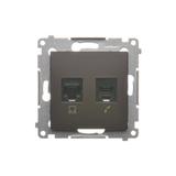 Simon 54 Gniazdo komputerowe RJ45 kategoria 5e + telefoniczne RJ12 brąz mat D5T.01/46 KONTAKT