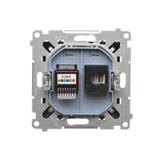 Simon 55 Gniazdo komputerowe RJ45 kategoria 5e + telefoniczne RJ12 Czarny mat T5F.01/149 KONTAKT
