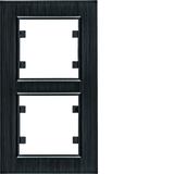 lumina passion Ramka podwójna pionowa aluminium czarne WL9123 HAGER