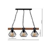MILAGRO Lampa wisząca ULF BLACK/WOOD 3xE27