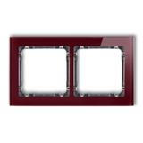 DECO Ramka uniwersalna podwójna - efekt szkła (ramka: bordowa; spód: grafitowy)