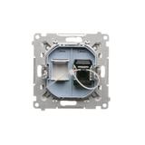 Simon 55 Gniazdo komputerowe pojedyncze RJ45 kategoria 6 z przesłoną przeciwkurzową Jasnoszary mat