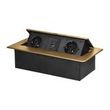 Gniazdo meblowe wpuszczane w blat z płaskim frezowanym rantem i ładowarką USB, 2x2P+Z (Schuko),2xUSB