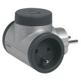 ROZGAŁĘŹNIK OBROTOWY 2X2P+Z, USB A+C - ALUMINIUM/GRAFITOWY, Legrand