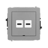 DECO Mechanizm gniazda podwójnego 2xUSB C-C, bez pola opisowego szary mat