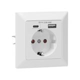 Gniazdo pojedyncze 2P+Z (Schuko), USB-A + USB-C, ,Wyjście 5VDC Max 2,8A OR-AE-13232(GS) ORNO