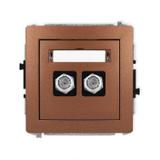 DECO Mechanizm gniazda antenowego podwójnego typu F (SAT) niklowany brązowy metalik