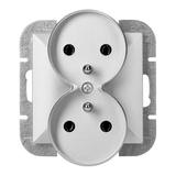 Gniazdo podwójne podtynkowe 2x2P+Z Pearl, 16A, 250V, PT-6 PR, srebrny